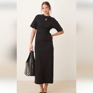 ASOS Black Maxi Crew Neck Short Sleeved Dress